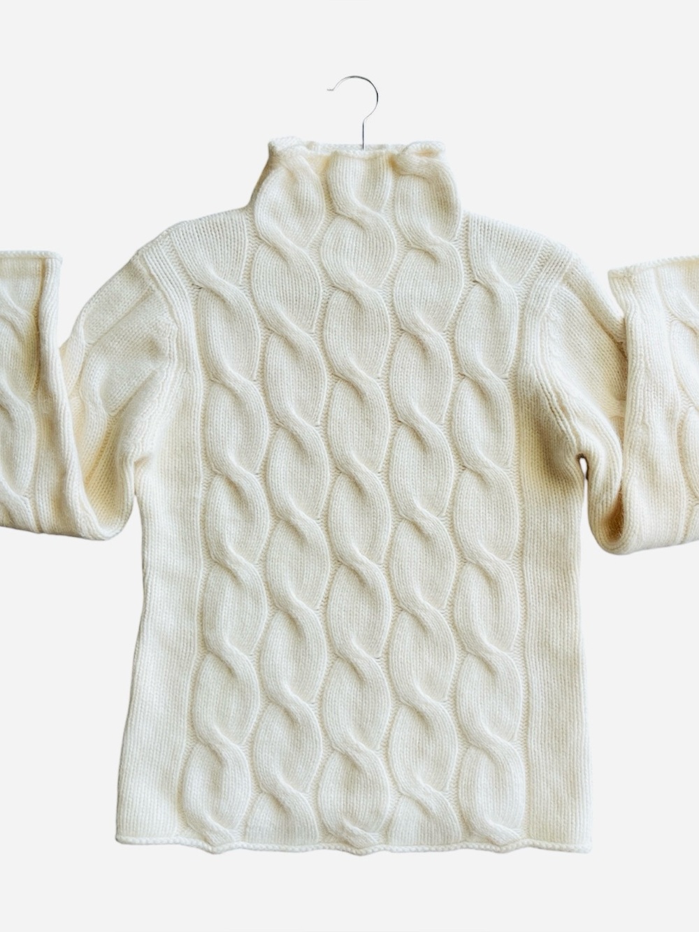 Vintage Y2K Rosanna Angora Lambswool High Neck Sweater Cream Chunky Fuzzy Knit
